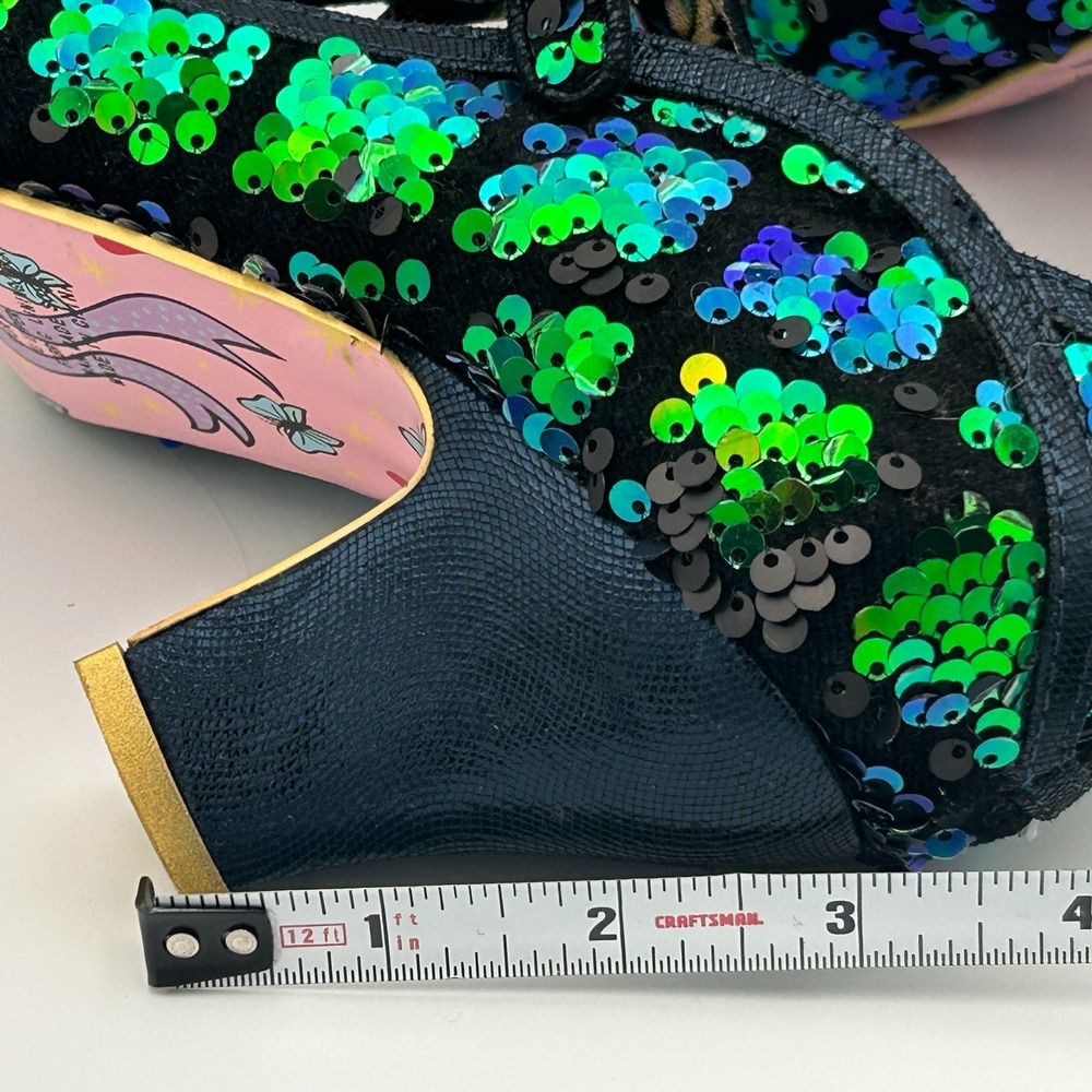Irregular Choice Green Blue Sequin Party Heels Holiday Christmas Mermaid Oz -6.5 - Picture 12 of 16